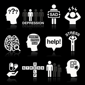 33733097 - depression, stress icons set - mental health concept